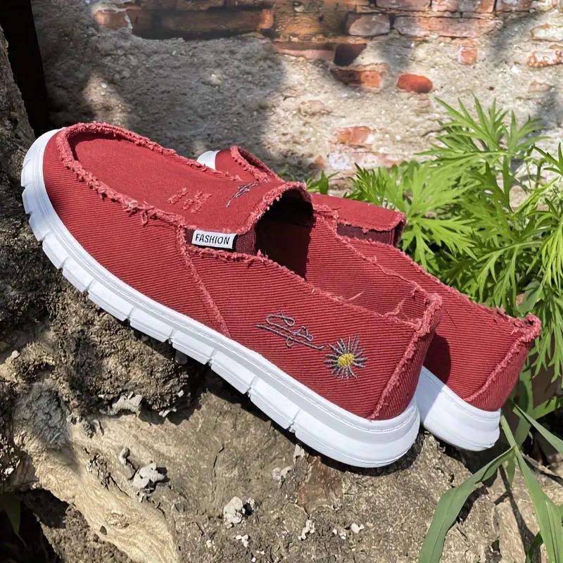 

Женские повседневные низкие кеды из стираного холста с дизайном «ромашка» 44 вино красного