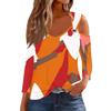 Women's Casual Shirt Blouse Print V-neck Sexy Cold Shoulder 3/4 Sleeve Top