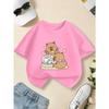 European sizes Children's Summer Short-Sleeve T-Shirt, Cartoon Print Top for Girls, Featuring a Cute Design, Suitable for Outings and Daily