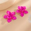 Exaggerated Metal Dripping Oil Big Flower Stud Earrings, Fashionable Three-Dimensional Petal Earrings
