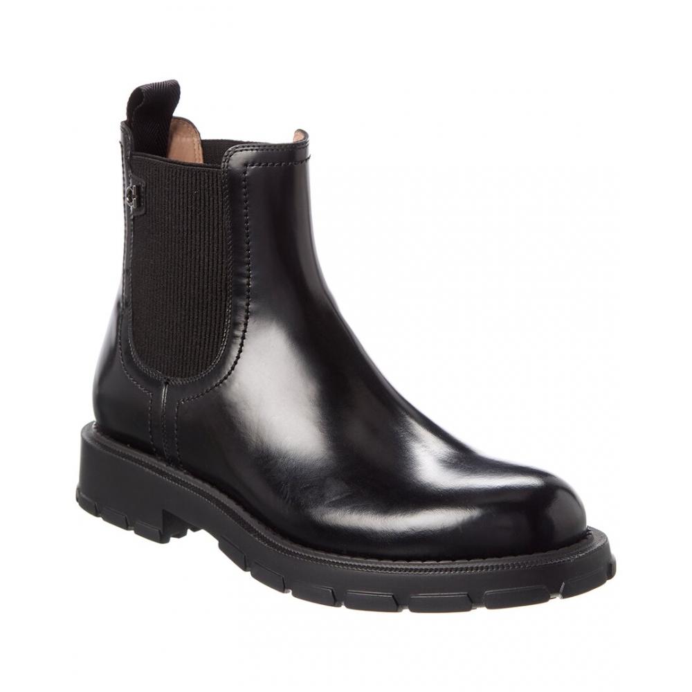 

Salvatore Ferragamo Ferragamo Iago Leather Boot Black US 7/Extra Wide