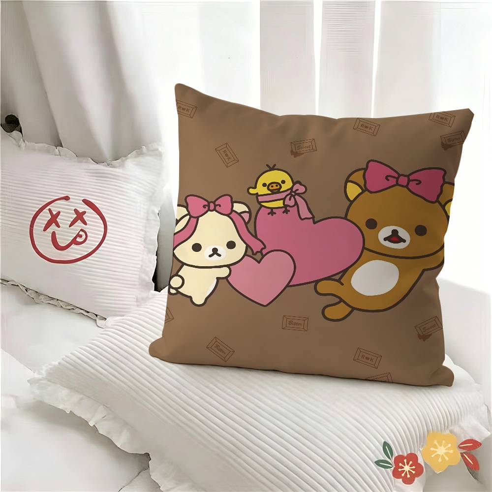 Pc Rilakkuma Cartoon Pillow Case Fashion Square Pillowcase Bedroom Sofa Room Ins Decoration Leisure