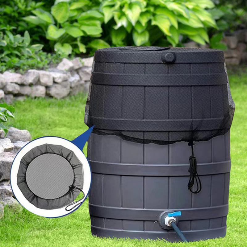 Rainwater Collector Net Cover Adjustable Drawstring Water Bucket Filter Net Anti-insect Garden Rainwater Netting Garden Supplies