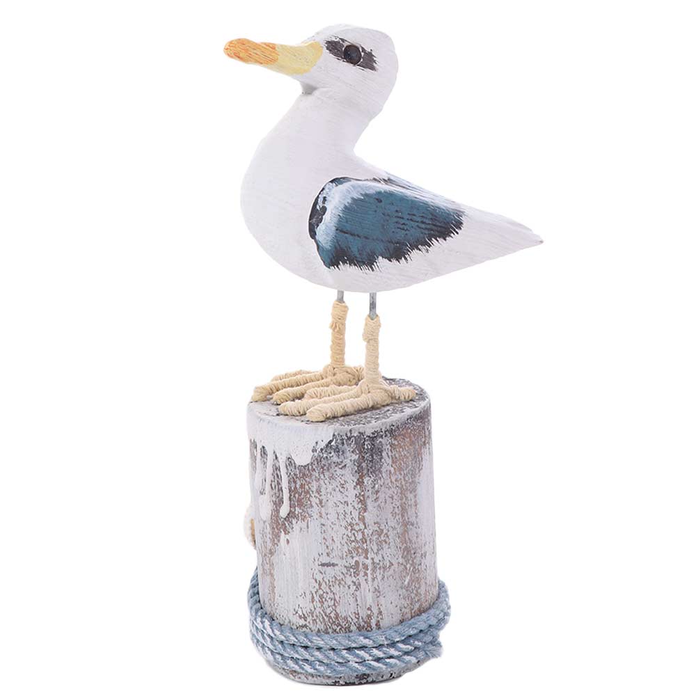 Vintage Wooden Seagull Craft Mediterranean Style Seagull Model Durable Seabird Ornament  Nursery
