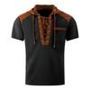 Men's Color Blocked Hooded Top With Pockets  Casual And Comfortable Short Sleeved Shirt