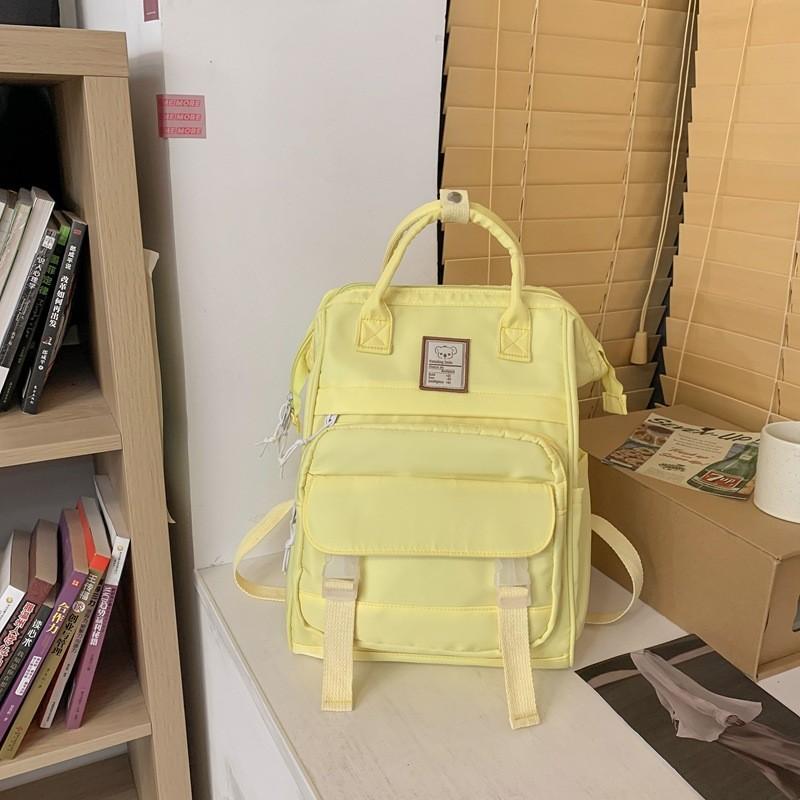 Solid Simple Color Letter Pattern Student Backpack For School And Daily Use