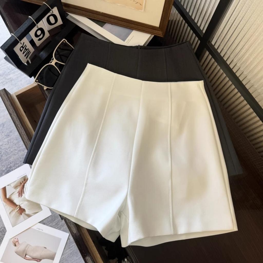 Women's Simple High Waist Shorts, Back Zipper Design, Casual Daily Commute & Dating Shorts