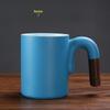 Fēnggētú 450ml Gradient Ceramic Coffee Mug with Wooden Handle
