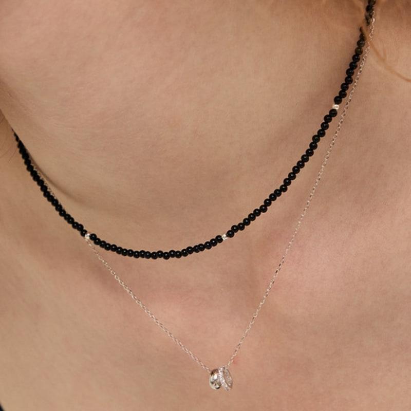 LUNNE Silver 925 Midnight Black Onyx Necklace #LSN73