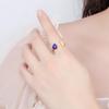 S925 sterling silver ring women's opening silver inlaid lapis lazuli temperament niche ring fashion versatile jewelry gift