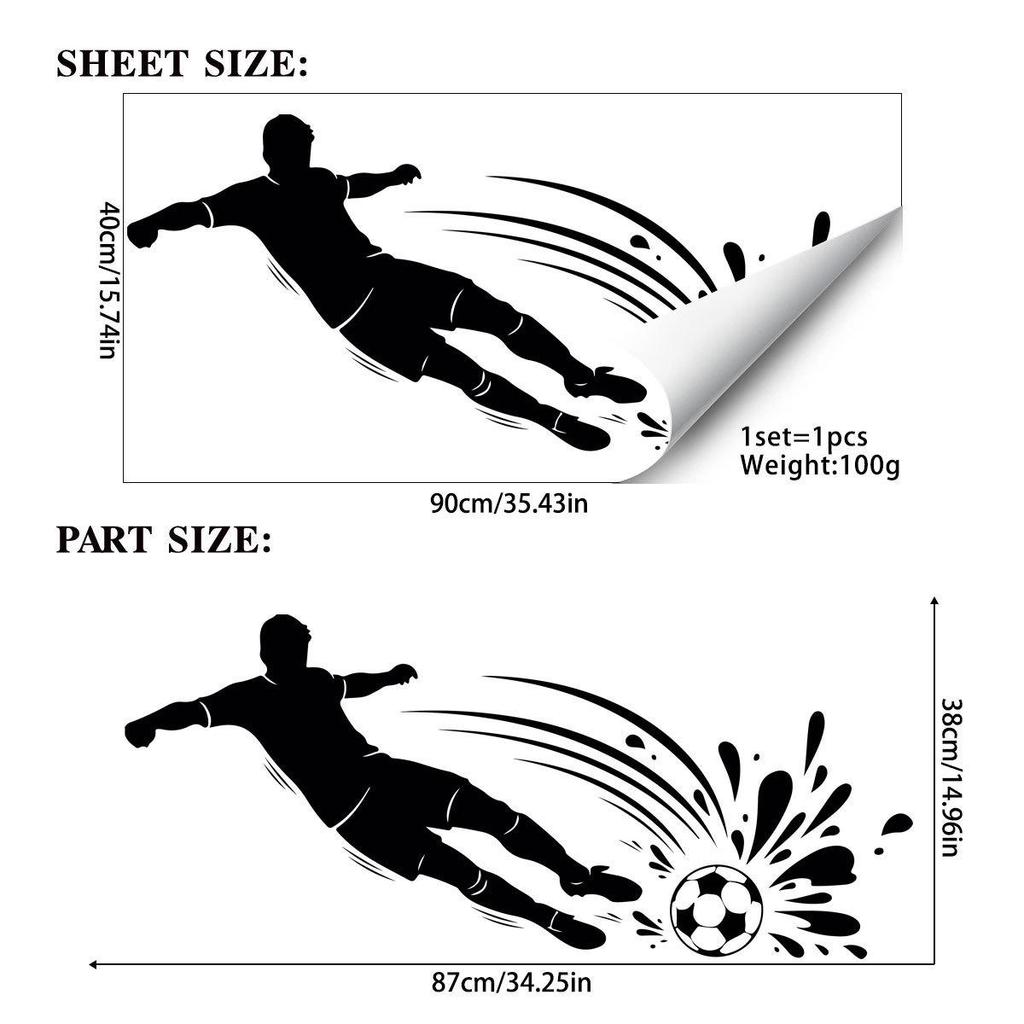 Creative World Cup Football Athlete Window Splash Shot Sticker for Bedroom Wall