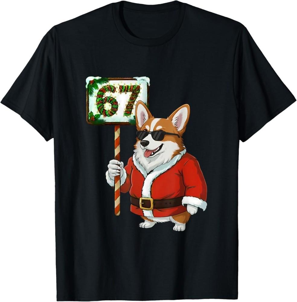 67 Meme Funny Six Seven Christmas Corgi Dog Lover T-Shirt L