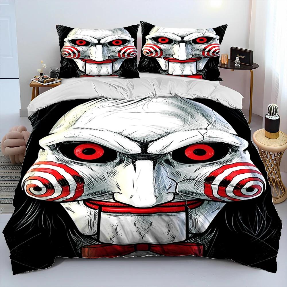 Anime Movie Duvet Cover Character Chucky Saw Comforter Bedding Set,Bed Set Quilt Cover Pillowcase,King Queen Size Bedding Set