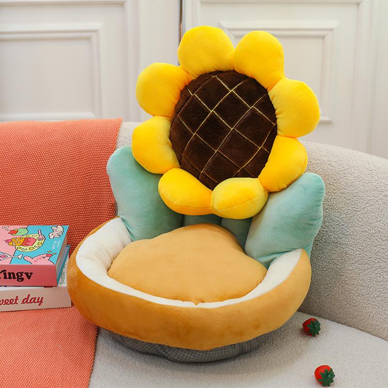 Flower seat cushion, chair cushion, backrest integrated office waist protection, sedentary fart cushion, chair cushion, bay window lazy cushion