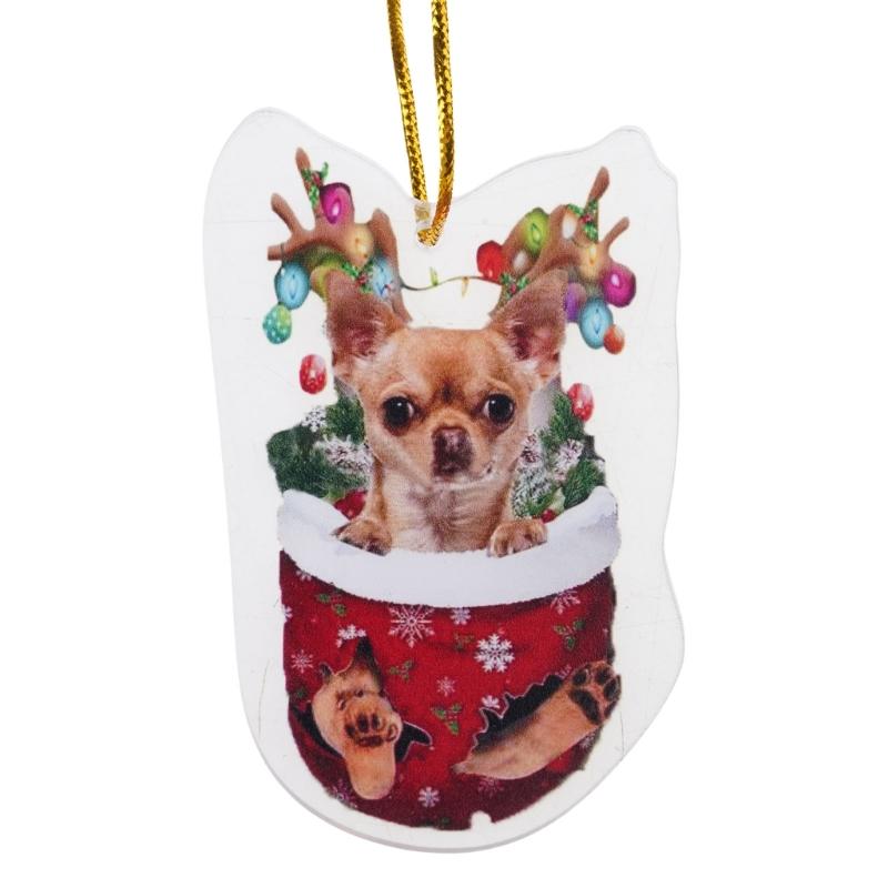 Festival Dog Hanging Charm Acrylic Dog Pendant Christmas Decoration Hanging Dog Ornament for Tree Adornment