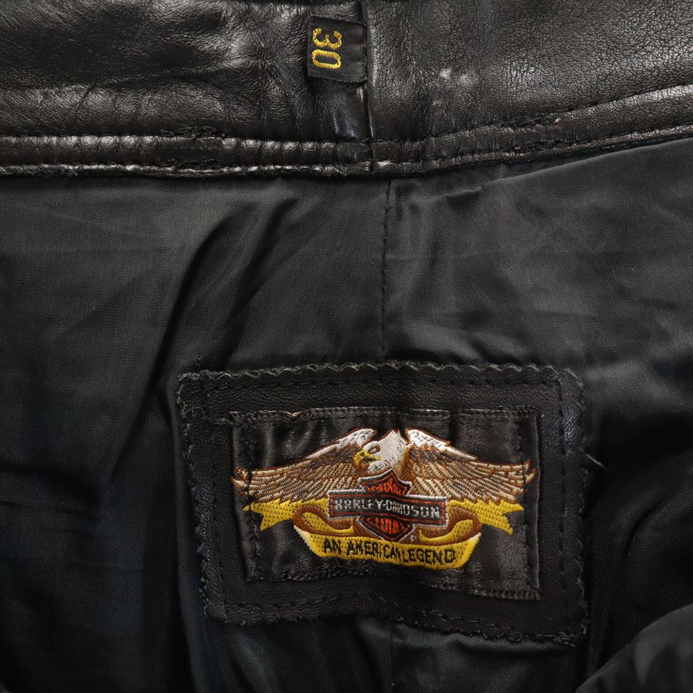 HARLEY DAVIDSON 90s Old Leather pants W30 black Bike wear Men's Used