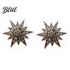 Alloy Lapel Pin 1/2Pcs Double-Layered Eight-Pointed Star with Rhinestones Thickened