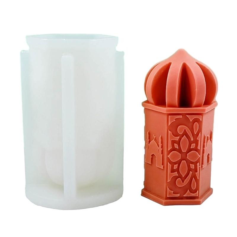 Eid Candle Silicone Mould 3D Sculpture Scented Candle Making Muslims Mosque Candle Molds Gypsum Resin Soap Plaster Mould 1