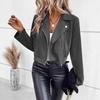 New Winter Women's Slim Short Lapel Zipper Jacket Faux Suede Outerwear for Europe and America
