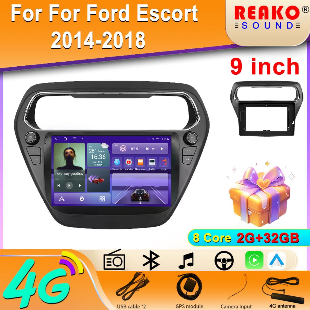 For Ford Escort 2014-2018  Android Auto Carplay GPS Navigation Stereo Multimedia Player 4G Wifi Screen