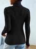 2025 Women's High Neck Solid Color Knit Pullover Sweater