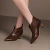 Women Pumps Fashion Leather Shoes Back Zipper Spring Autumn Short Ankle Boots Lady Patchwork Design Pointed Toe Booties WSH5043