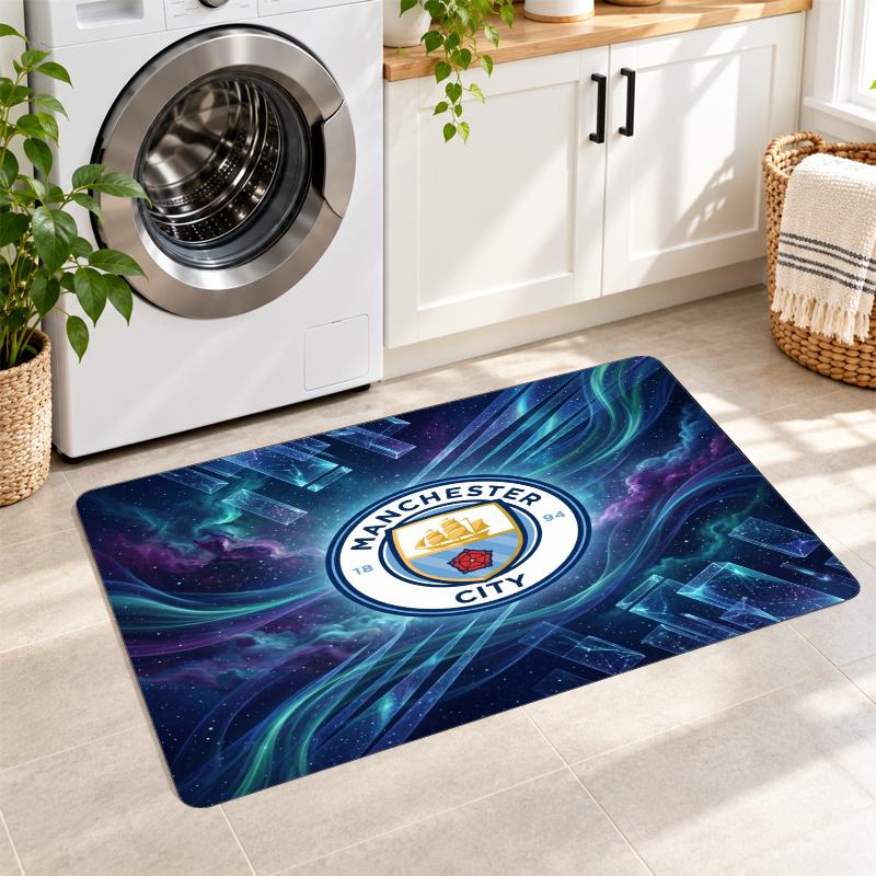 Flannel Kitchen Mat Manchester City Soft Area Rug Non Slip Floor Carpet Home Decoration
