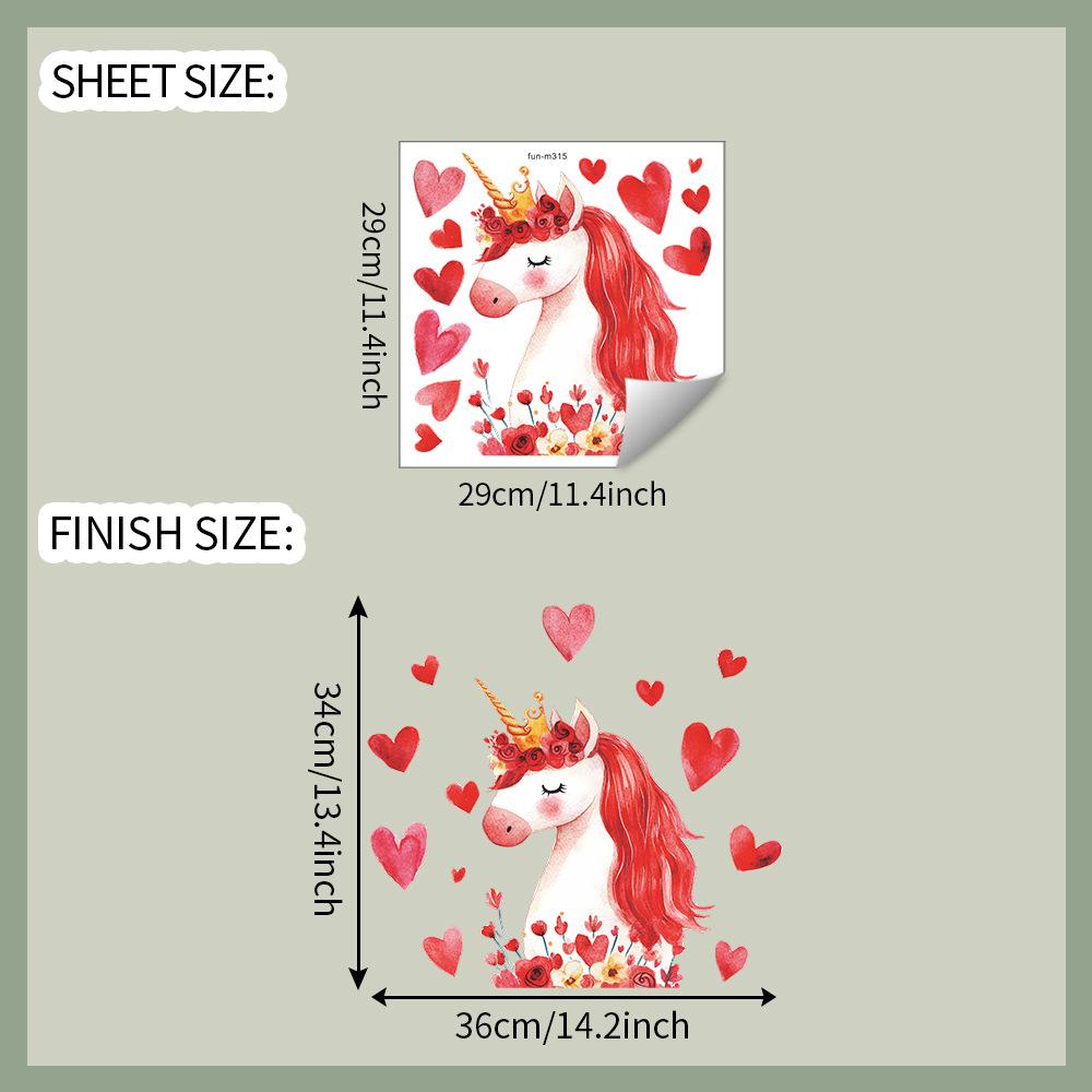 Cute Unicorn with Love Hearts Toilet Seat Sticker Bathroom Decor Magical Removable Waterproof Decal