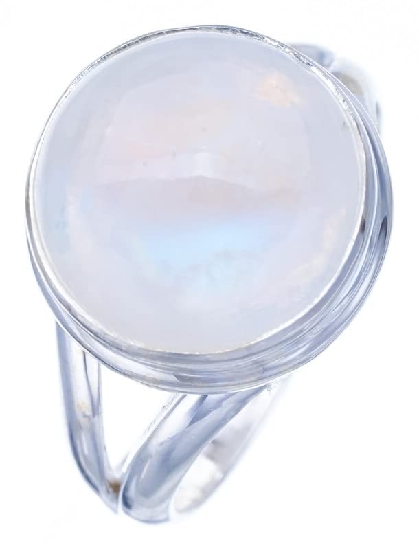 

StarGems® Natural Moonstone Handmade 925 Sterling Silver Ring 8 F2533
