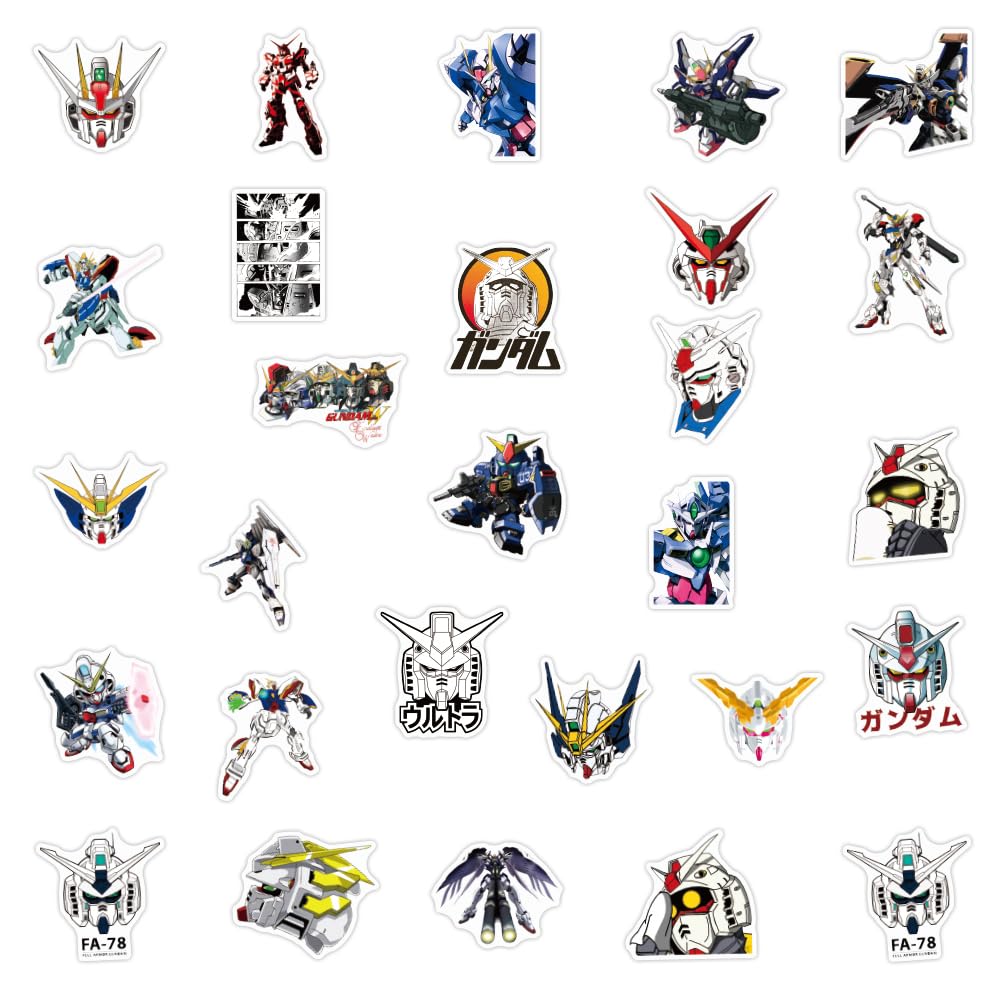 Sada nálepek Gundam 50 kusů Robot akční figurka Sada nálepek pro roboty Vhodné pro cyklistickou přilbu na notebook atd.