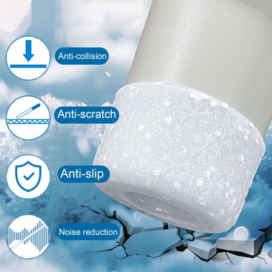 Silicone Cup Sleeve Anti-Slip Mug Boot Protective Cover for Tumbler Winter Christmas Snowflake Texture Shockproof Bottle Bottom Sleeve