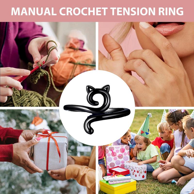 Adjustable Knitting Crochet Loop Ring Knittied Yarn Guide Finger Faster Holder for Crochet Thimble Thread Ring Sewing Tools