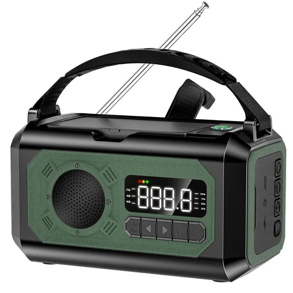 

12000mAh AM/FM/NOAA Метеорадіо з 2 сонячними панелями Портативна аварійна радіолампа для кемпінгу на сонячних батареях зелений