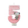 Pearl Teddy Bear Number Candles for Birthday Party Decoration - Handmade DIY Creative Candles.