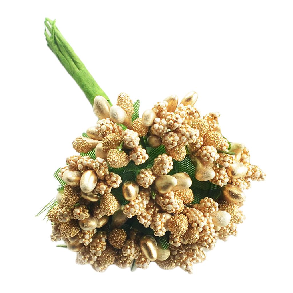 Fabric Artificial Flower Stamen Elegant Craft Bouquet Stamens for Wedding Party and Hair Decorations золотой