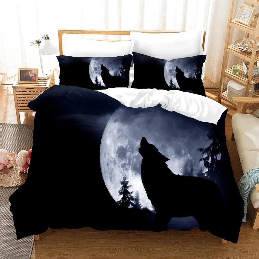 3D Wolf Print Wild Animal Modern Gift Wolf Comfortable Duvet Quilt Cover Pillowcase Bedding Set Bedroom Decoration Home Textile