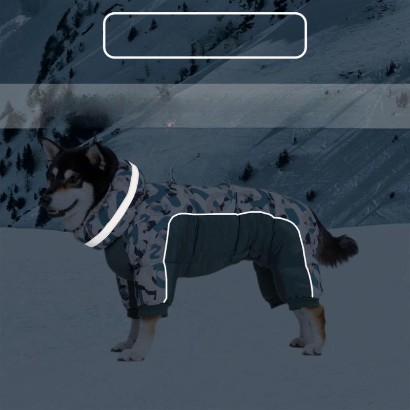Winter Pet Dog Camouflage One-piece Four-legged Suit Waterproof Dogs Thicken Cotton Clothes with D-ring Outdoor Pet Walking Coat