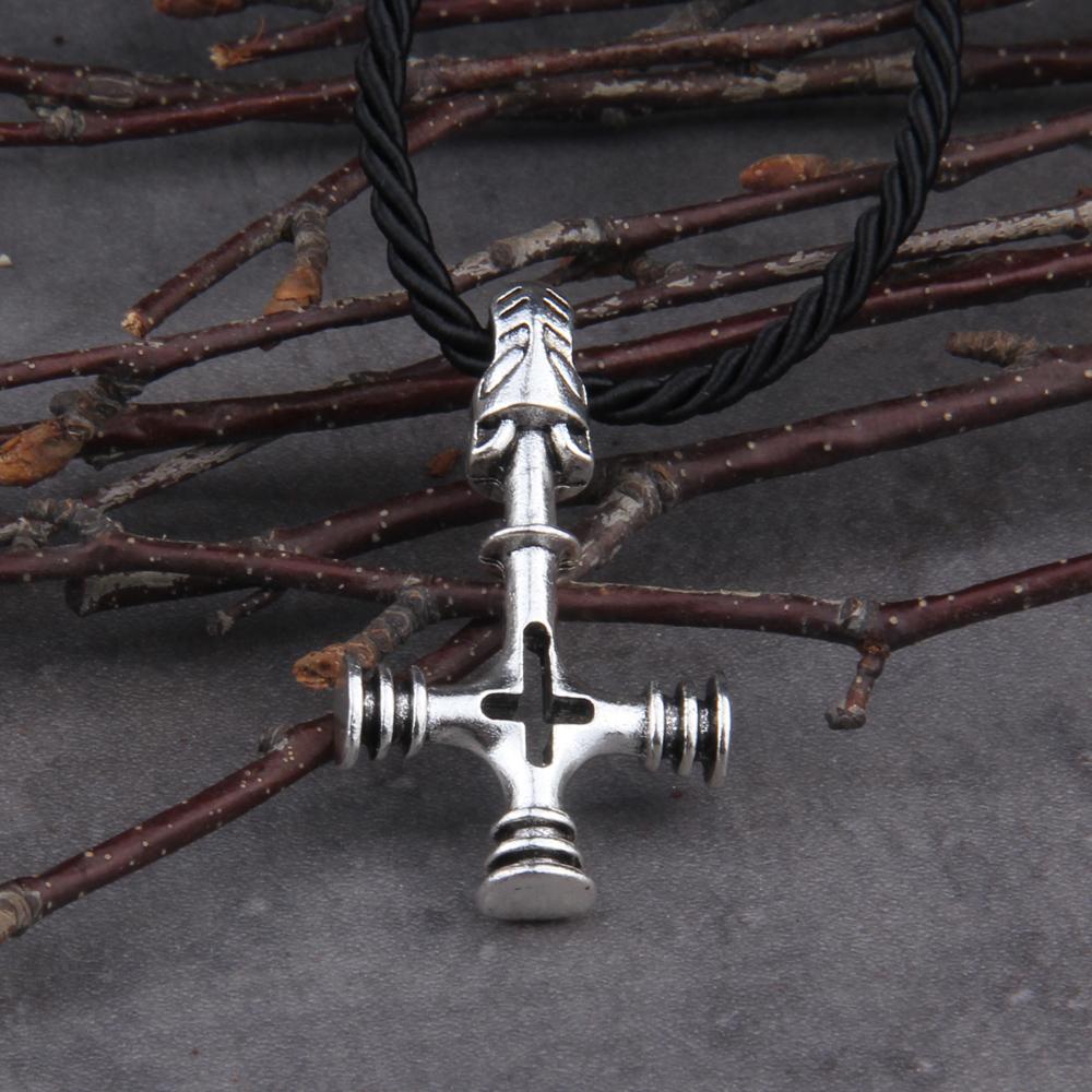 

New Viking Jewelry Wolf Cross Necklace Antique Metal Chain Gift For Women Men 50cm