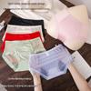 Women's Mid-Waist Ice Silk Lace Underwear - Summer Mesh Satin, Sexy Solid Color with Cotton Crotch