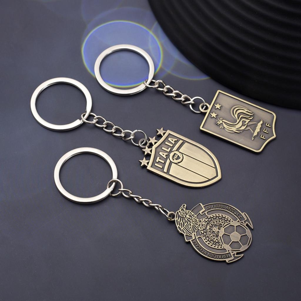 2026 Soccer Team Badge Keychain, National Team Zinc Alloy Key Ring with World Cup Logos, Durable Metal Car Accessories for Football Fans