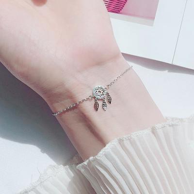 Sterling Silber S925 Silber Armband Funkelnde Diamant Quaste Feder Armband Damen Einfaches Nischen Design Armband Beste Freundin