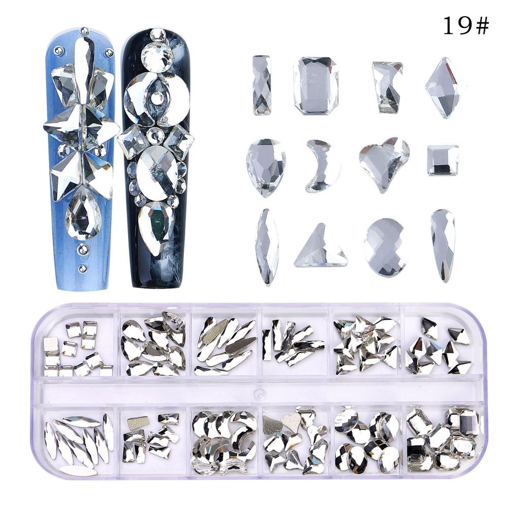 New 12 Grid Nail Drill Irregular Flat Bottomed Rhinestone AB Nail Accessory Nail Decoration