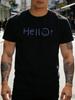 Unisex Navy Crew Neck Tee Hello Smiley Hand Letter Print Short Sleeve Summer Soft Cotton Basic Casual Male Daily Urban Street Wear