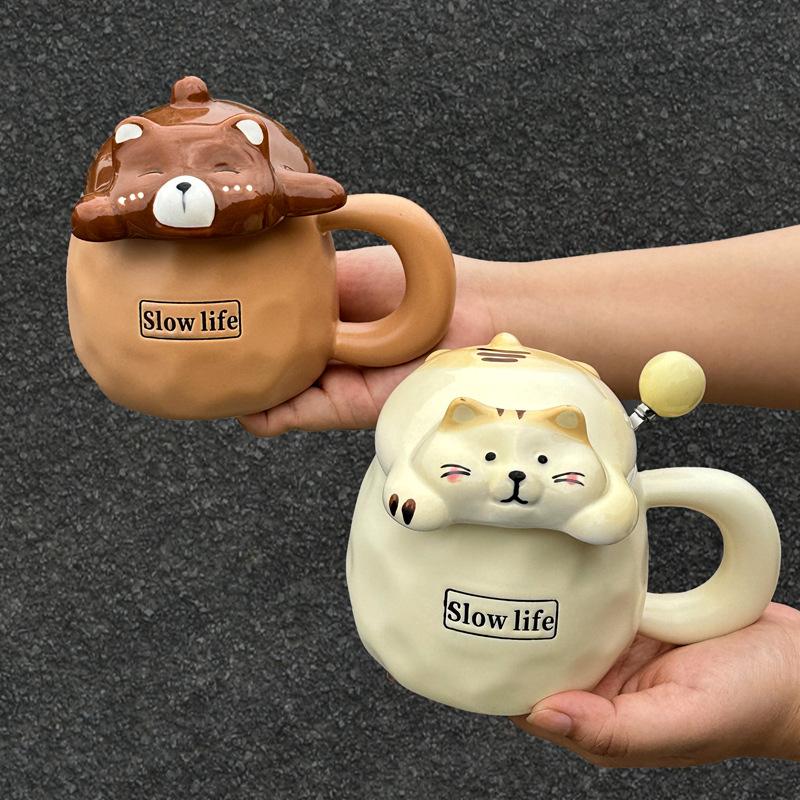 Ins Style Cute Mug with Lid Birthday Gift for Girls Giving Boys Practical Water Cup High value Mug