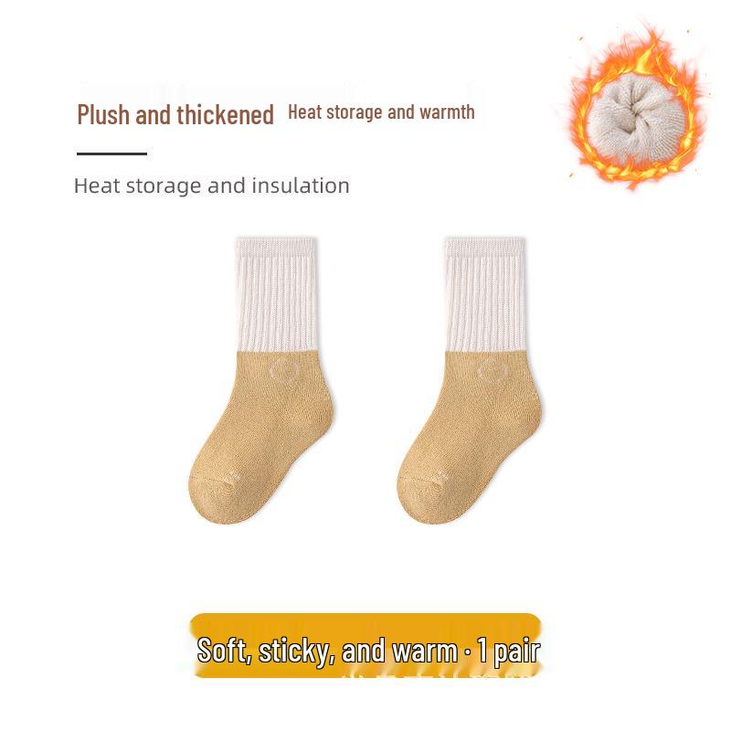 Newborn Winter Thick Cotton Terry Baby Socks, Warm Mid-Calf, 0-3M 0-1 Year