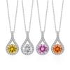 1 Carat Teardrop Necklace: Women's PT950 White Gold Plated with Colorful Zircon Pendant