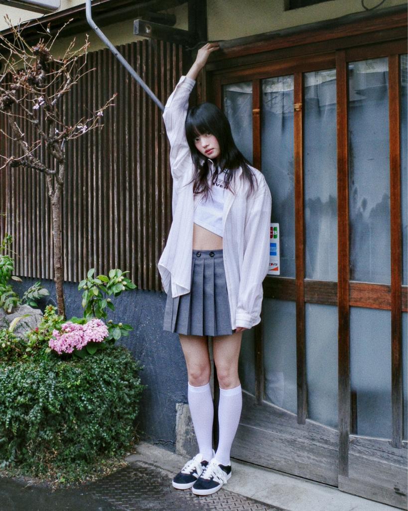 Loaegsyueol Wrap Mini Pleats Skirt_Grey