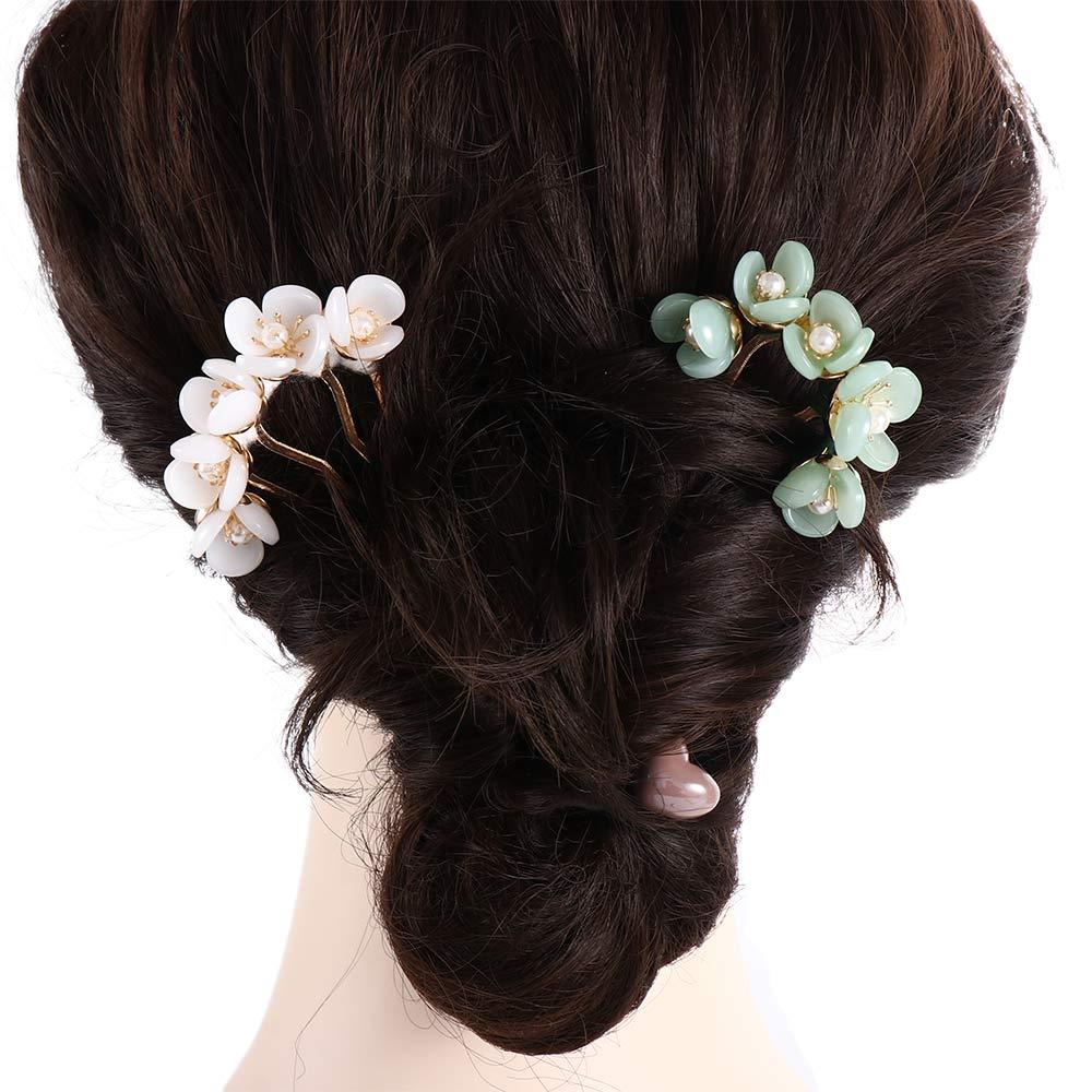 For Girls Disk Hair Hanfu For Women Flowers Hair Stick U Shaped Hairpin Hair Accessories Hair Fork