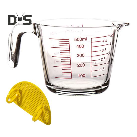 Glass Measuring Cup with Handle & V-Shaped Spout Shot Glass Espresso Jugs Transparent Scale Ounce Measure Jugs Mixing Mug for Bar Party Wine Milk