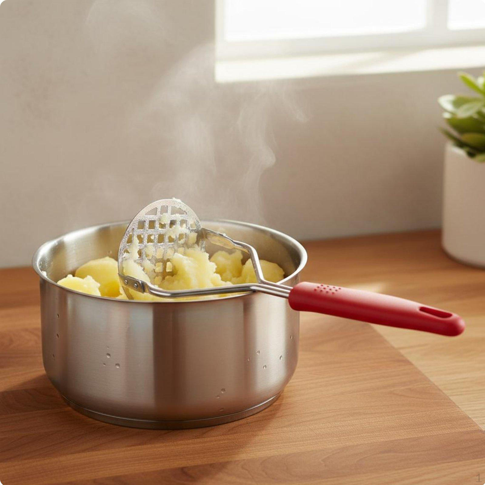 Potato Masher MultiFunctional Press Ergonomic Handle Handheld Food for Meal Prep Red